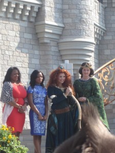 Merida with Queen Elinor, Olympian Gabby Douglas and her mom. 