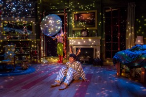 The lovely set of Adventure Theatre MTC's Good Night Moon. Actors: Sam Edgerly and Colin Cech. Photo Credit: Mike Horan