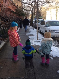 Cousins strolling Park Slope
