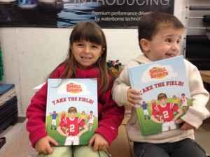 Matt's adorable kids with his books! 