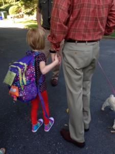 Getting ready to board the bus on the first day of Kindergarten. My tears were flowing. 